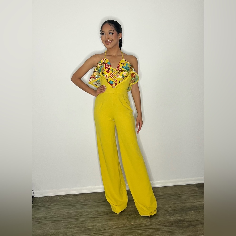 Yellow Floral Jumpsuit